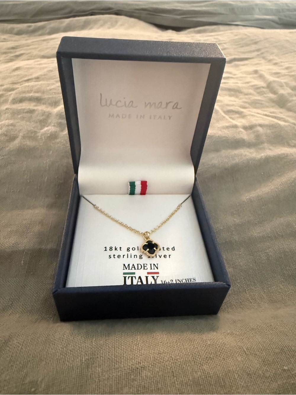 Lucia Mara 18kt Gold-Plated Clover Pendant Necklace in Gold and Black
